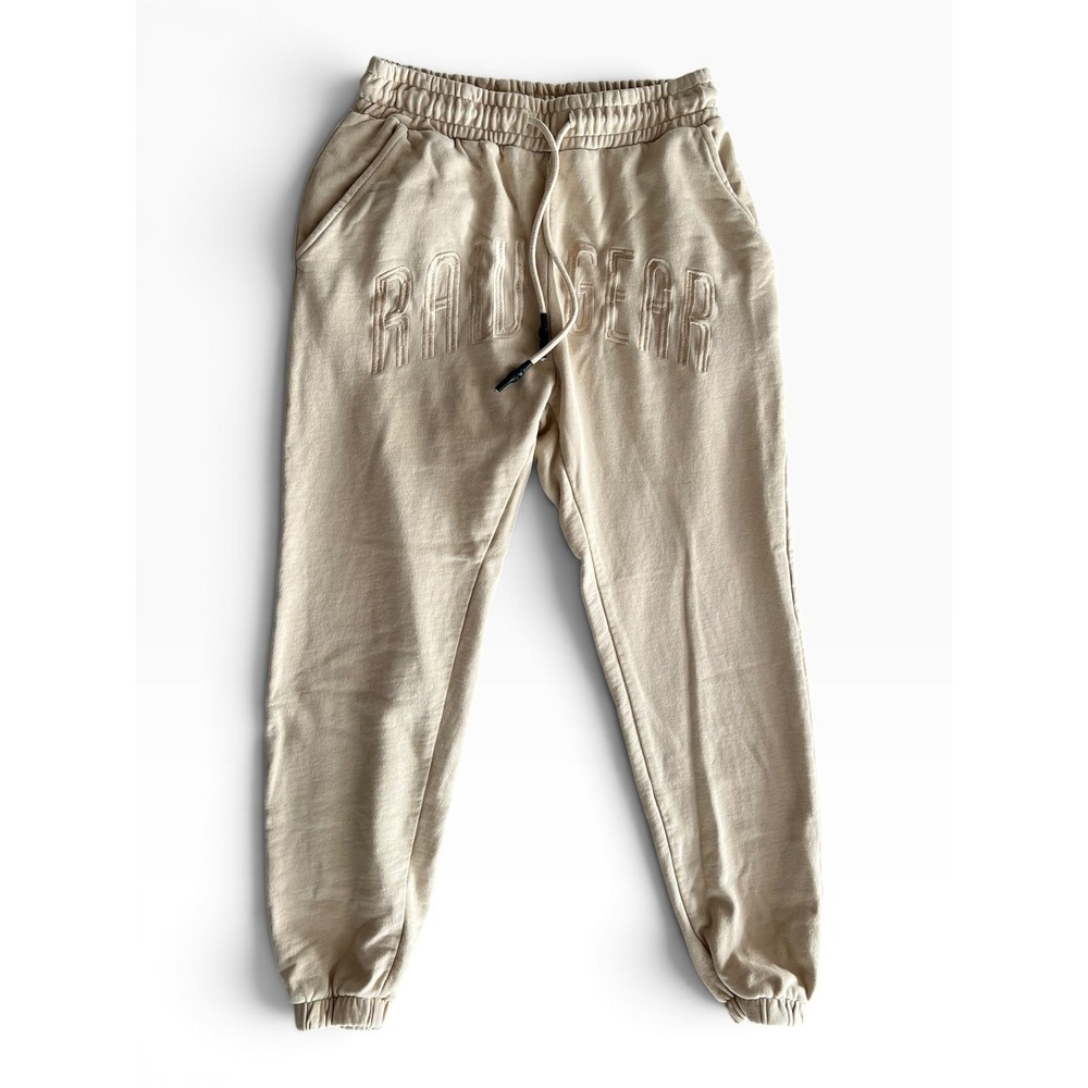 RawGear Mens Tonal Embossed Logo Jogger Sweatpants Tan Beige Medium 100% Cotton